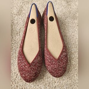 Rothys Burgundy Metallic Flats Size 8